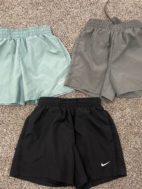 YOUTH Nike Black Dri-FIT Athletic Shorts with White Swoosh